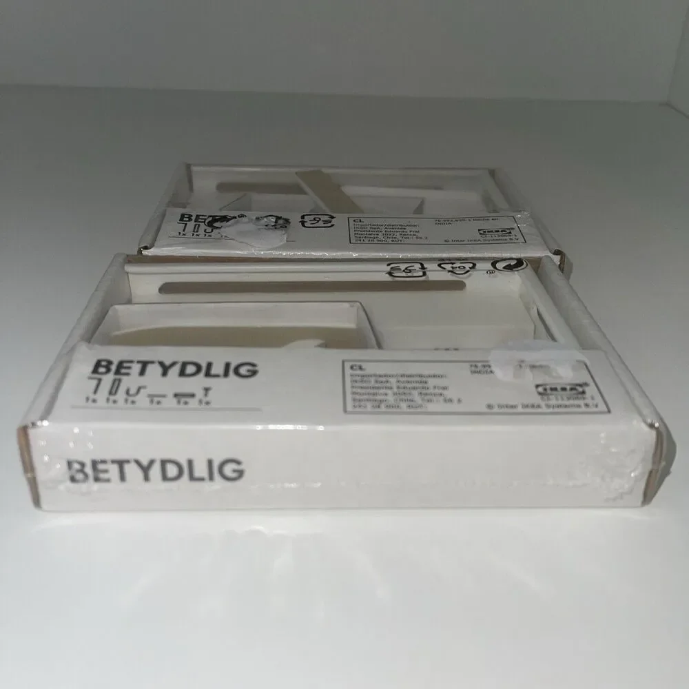Pair (2) IKEA BETYDLIG Wall/Ceiling Curtain Rod Brackets WHITE 302.198.89 NEW